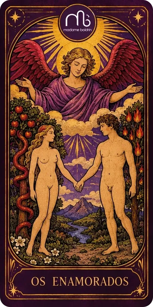 Carta Os Enamorados do baralho da Madame Boldrin