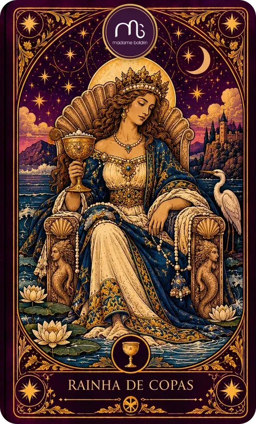 Carta Rainha de Copas do baralho da Madame Boldrin