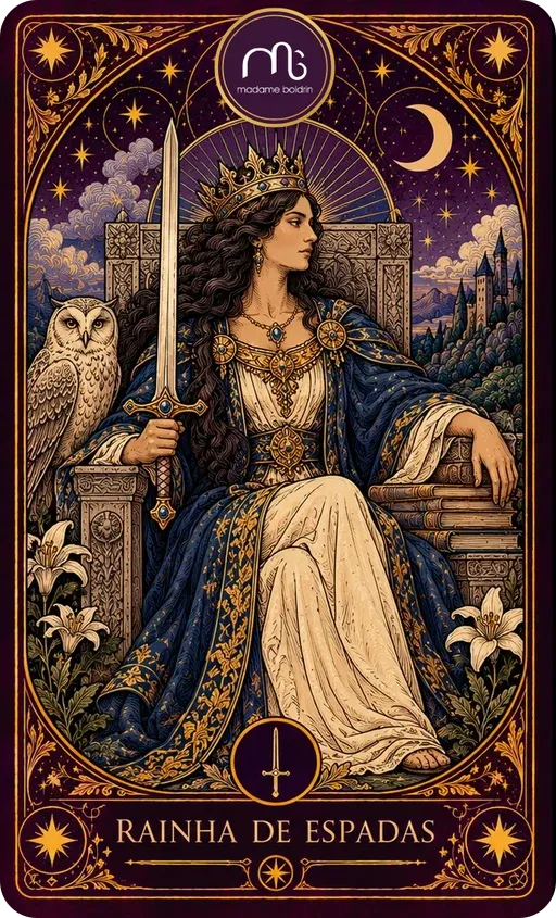 Carta Rainha de Espadas do baralho da Madame Boldrin
