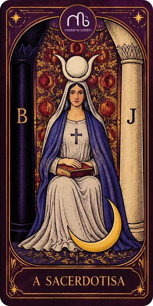 Carta de tarot A Sacerdotisa, do baralho Madame Boldrin