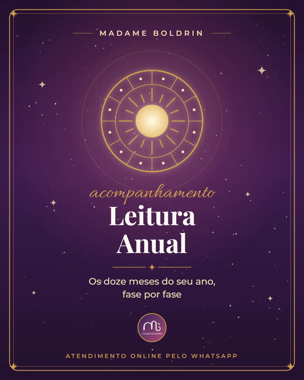 Banner da Leitura Anual: roda dourada com os doze meses e o sol no centro
