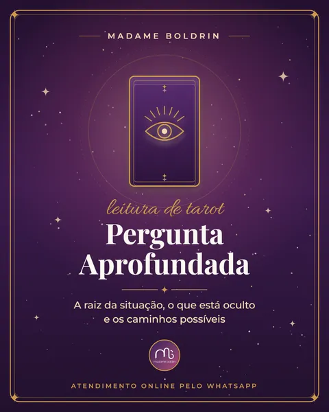 Banner da leitura Pergunta Aprofundada: carta de tarot com um olho