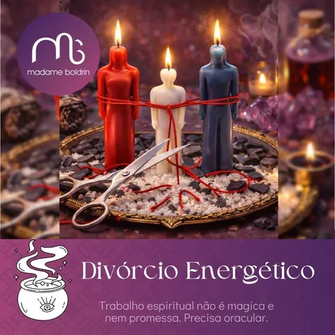 Velas vermelha e azul amarradas por uma fita para o corte energético